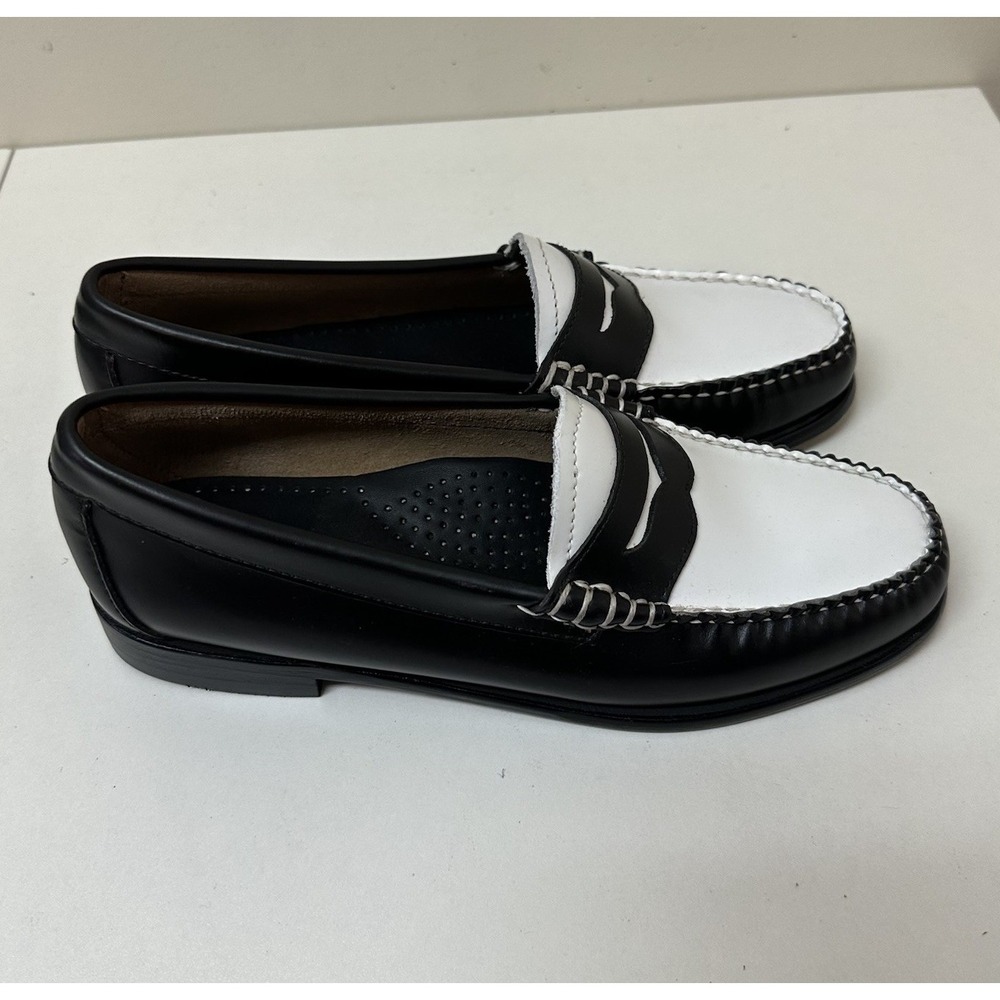 G.H. Bass Weejuns Whitney Shoes Penny Loafers Black White Leather Oxfords 8.5 M - Picture 2 of 8